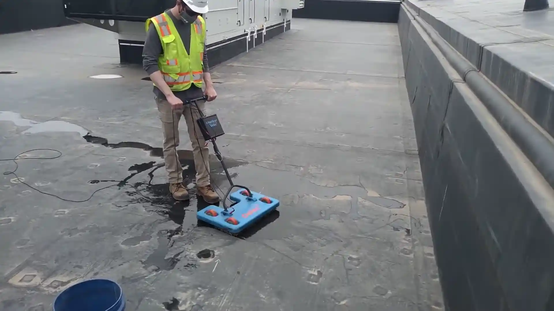 Underground leak detection equipment used on west Loveland Colorado hillside grade property